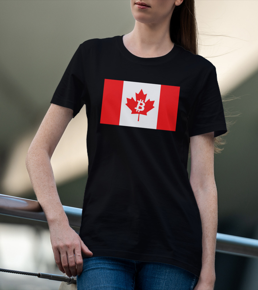 Bitcoin Canada Maple Leaf Flag Red 2 T-Shirt