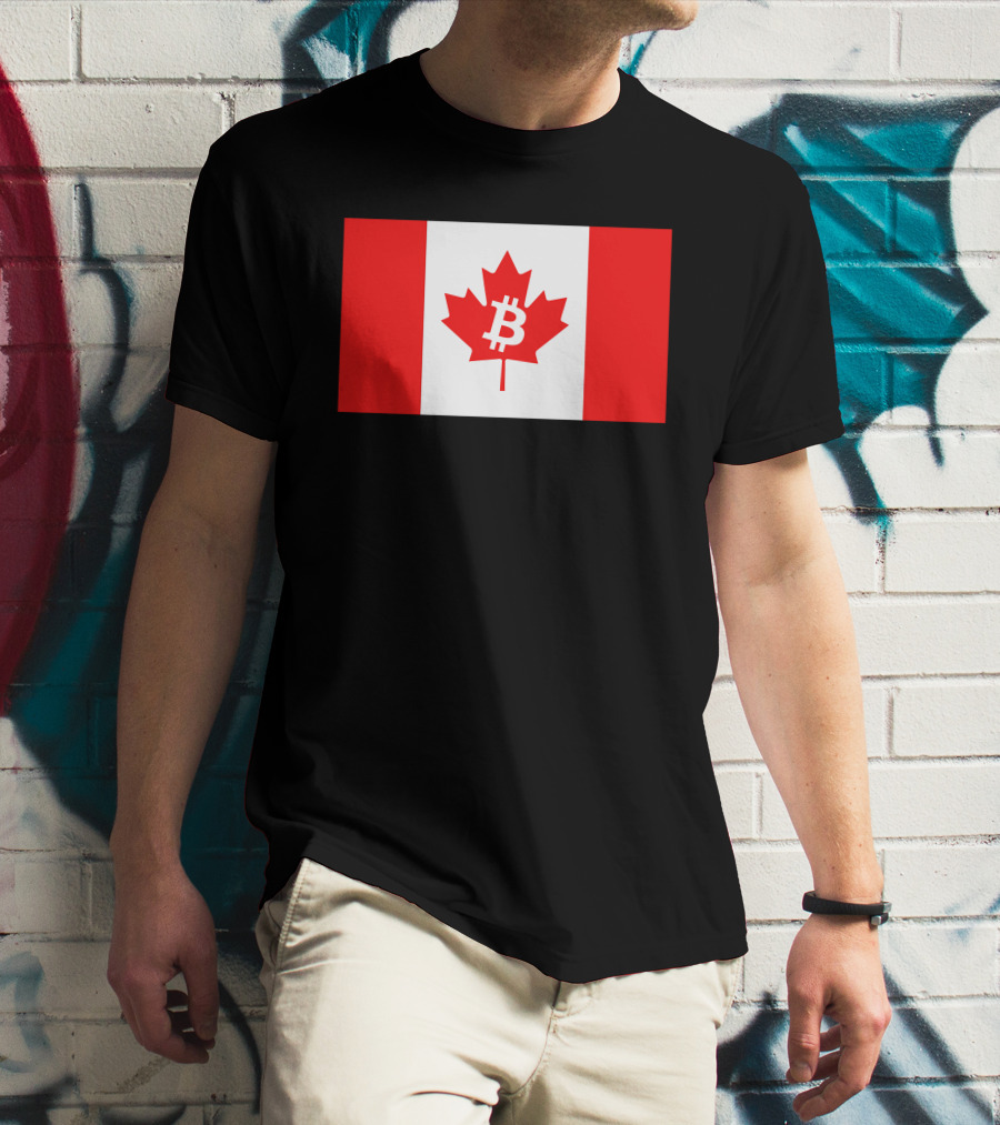 Bitcoin Canada Maple Leaf Flag Red 2 T-Shirt