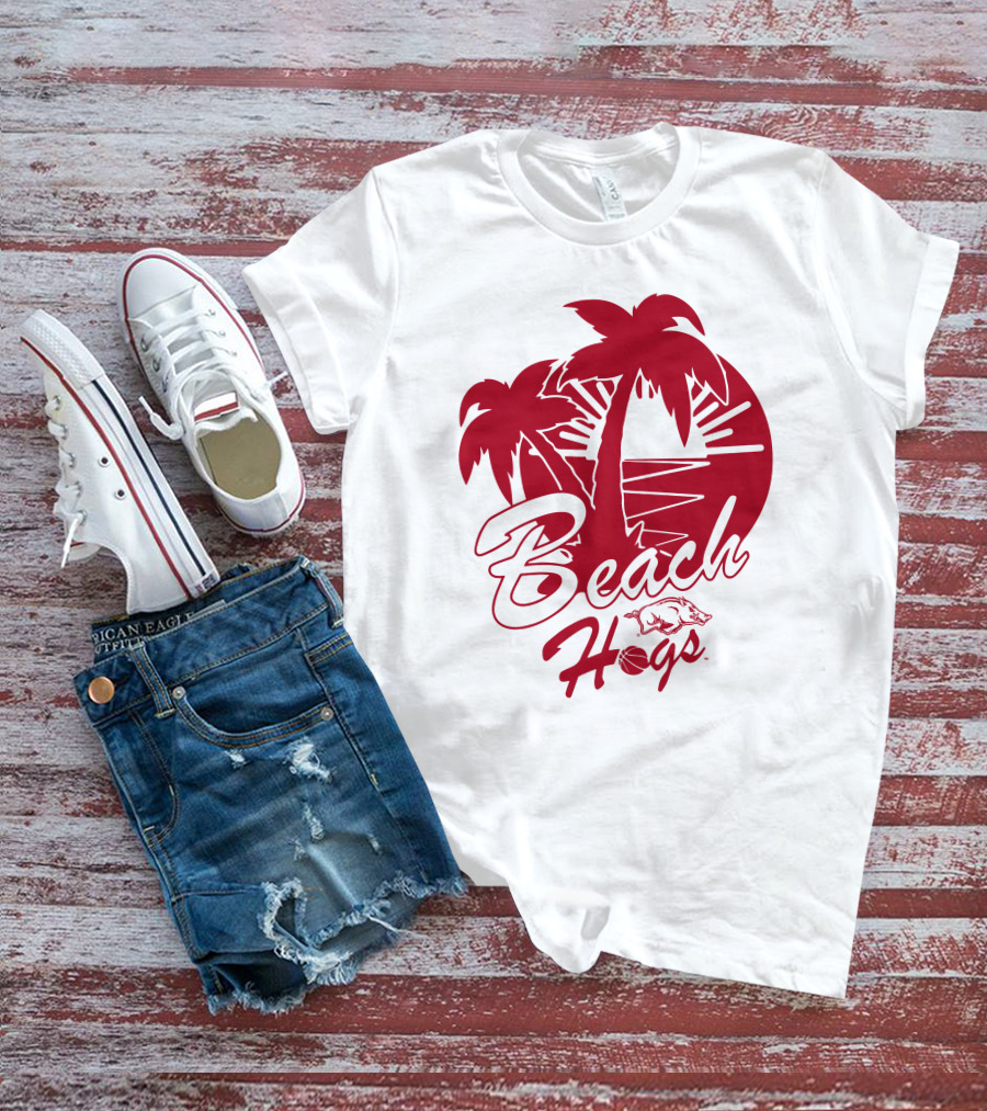 Beach Hogs Palms Sunset Razorbacks T-Shirt