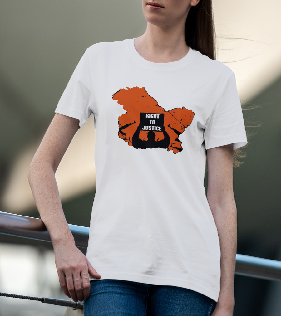 Right To Justice Protest Silhouette Inside Orange Map Shape T-Shirt
