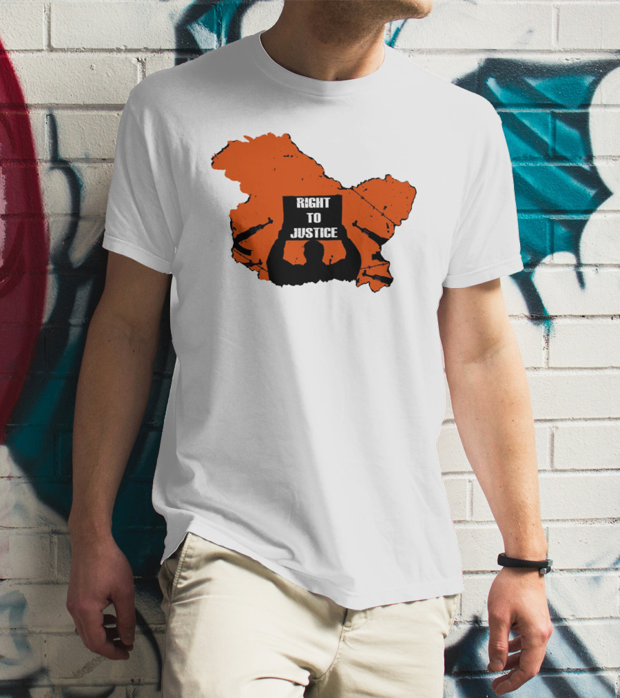 Right To Justice Protest Silhouette Inside Orange Map Shape T-Shirt