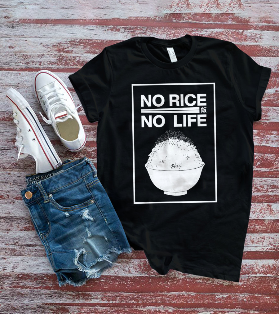 No Rice No Life Kanji Bowl T-Shirt