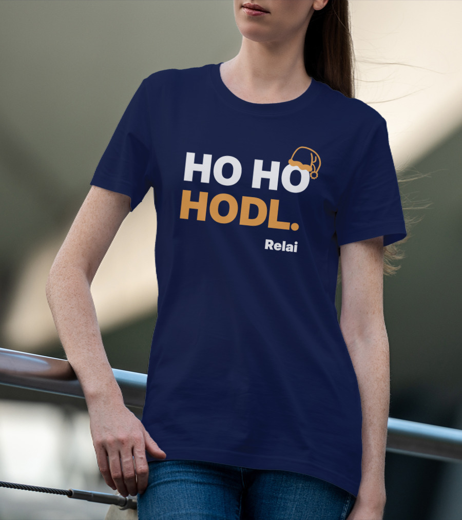 Ho Ho Hodl Relai Christmas Santa Hat Bitcoin T-Shirt