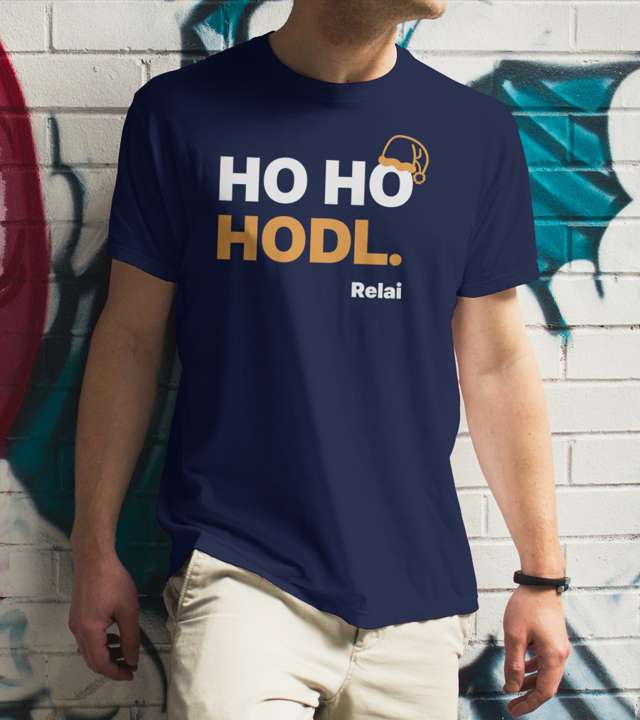 Ho Ho Hodl Relai Christmas Santa Hat Bitcoin T-Shirt