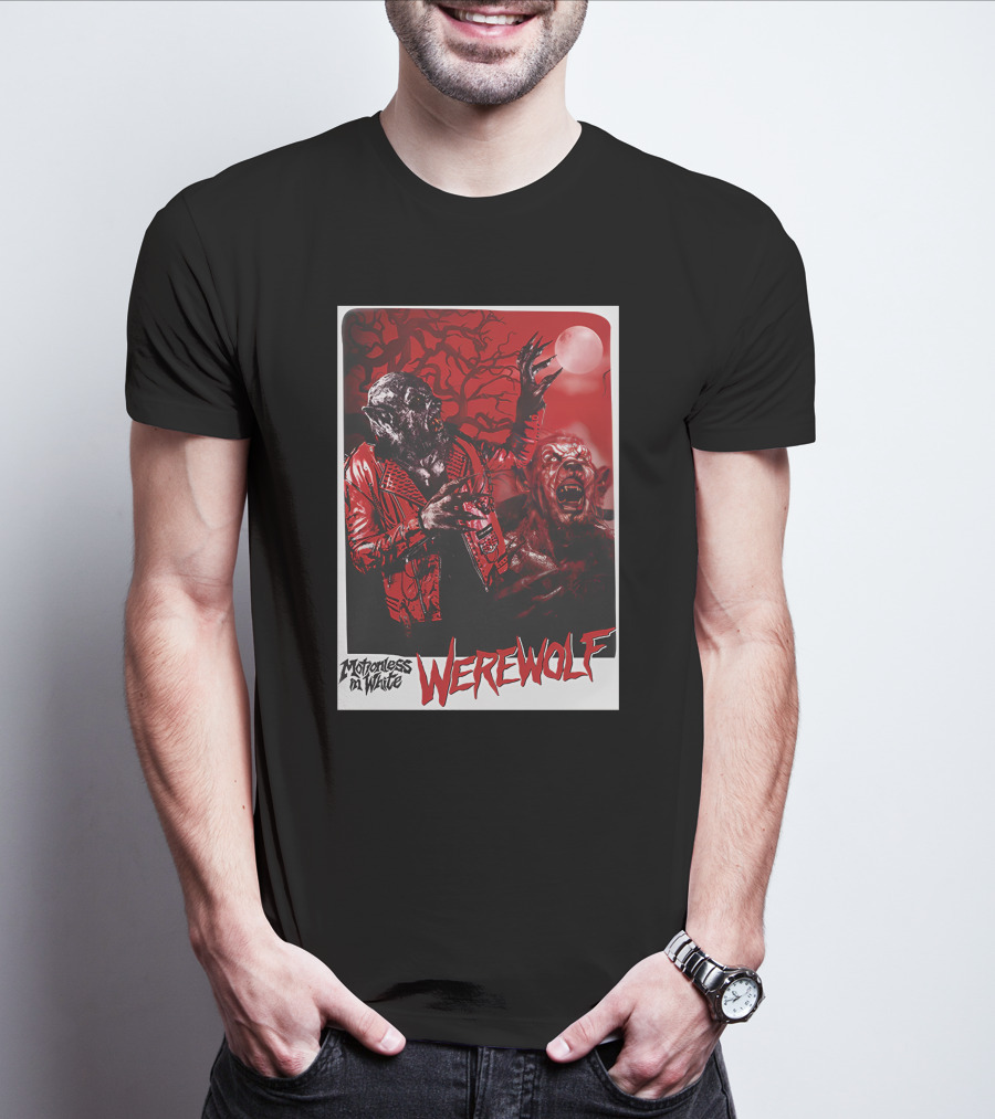 Motionless In White Werewolf Colortest Lurking In The Dark Red Moon Horror Scene T-Shirt