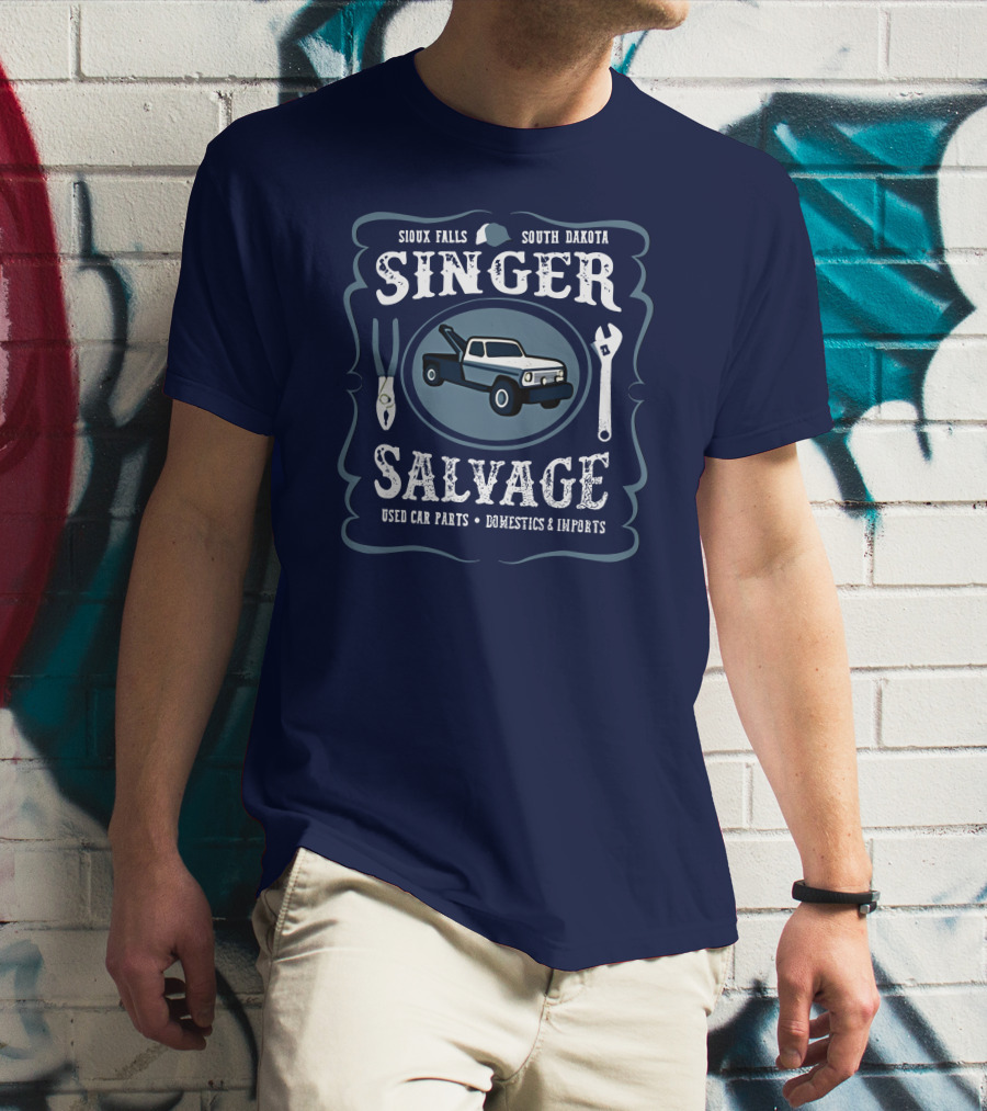 Sioux Falls South Dakota Singer Salvage Used Car Parts Domestics Imports T-Shirt