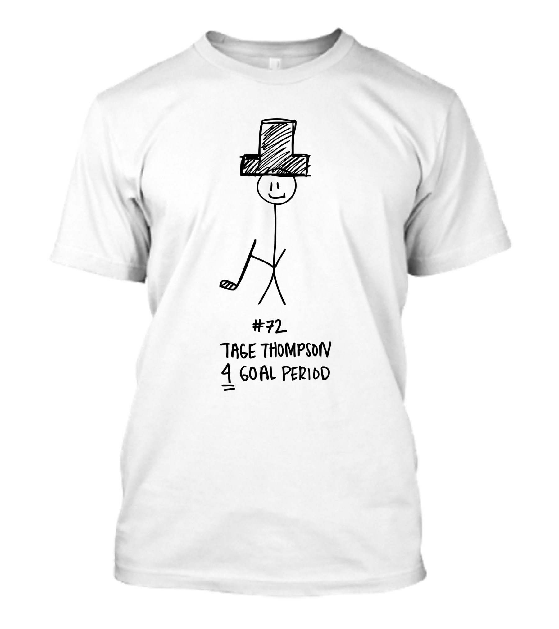 72 Tage Thompson 4 Goal Period Stick Figure Hockey Hat Trick T-Shirt