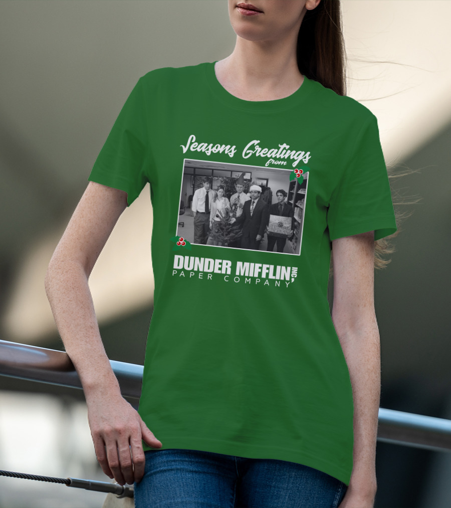 Seasons Greetings From Dunder Mifflin Paper Company Holiday Photo T-Shirt