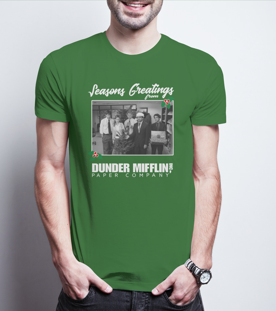 Seasons Greetings From Dunder Mifflin Paper Company Holiday Photo T-Shirt
