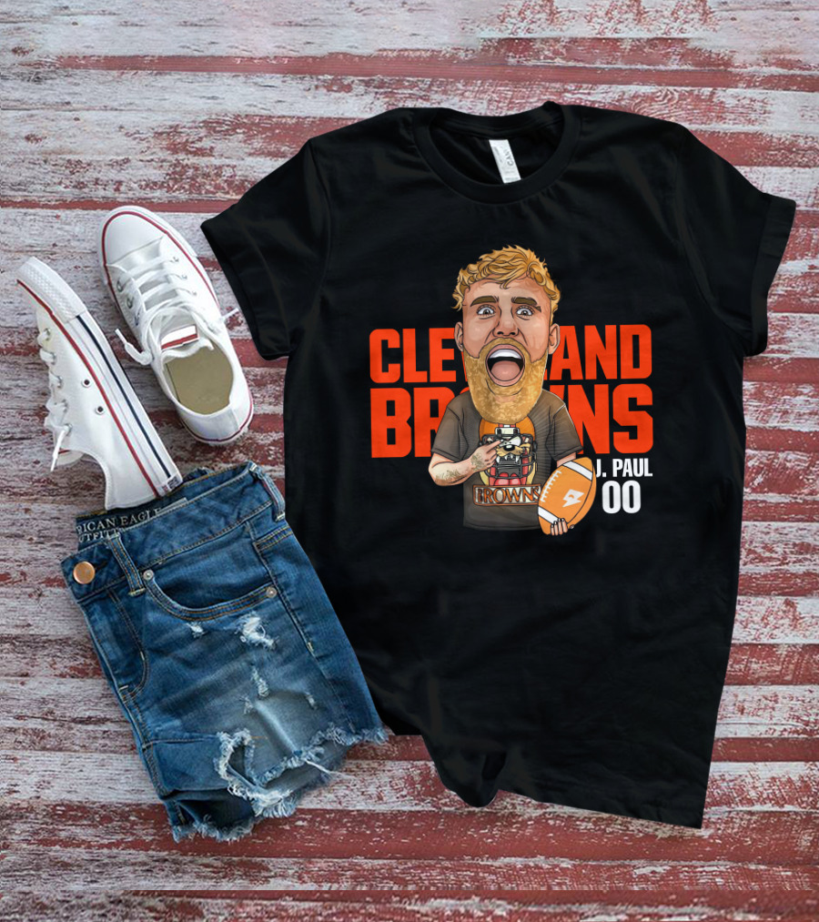 Cleveland Browns J. Paul 00 Football Illustration - Agha Noor T-Shirt