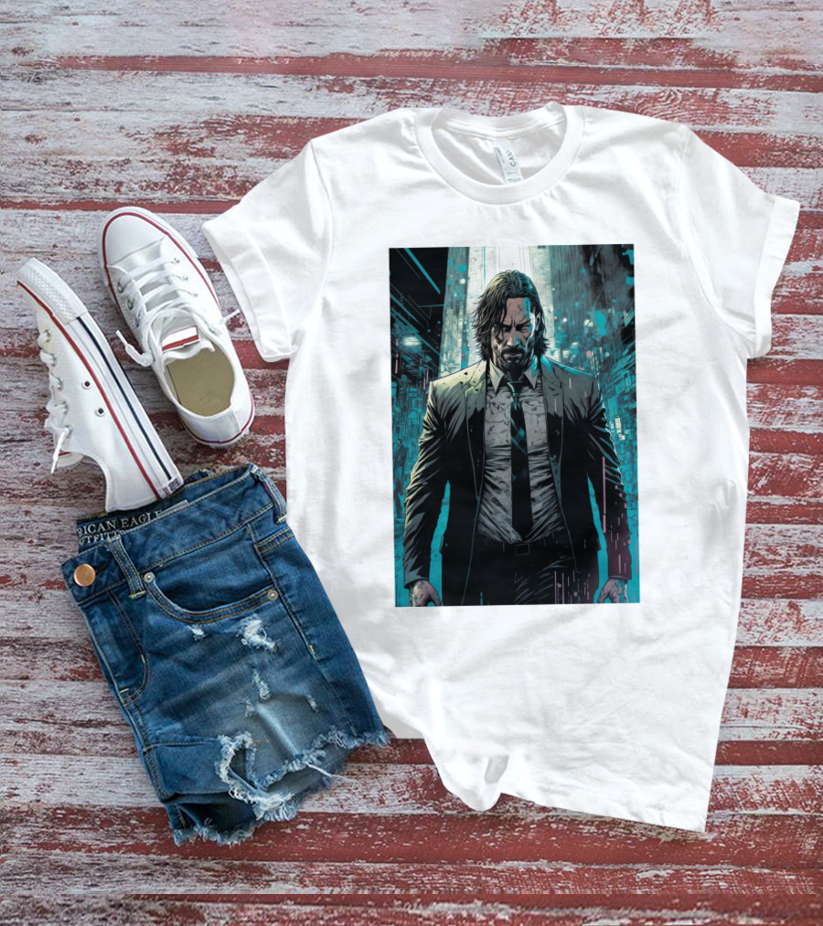 John Wick Comic Style Noir Scene T-Shirt