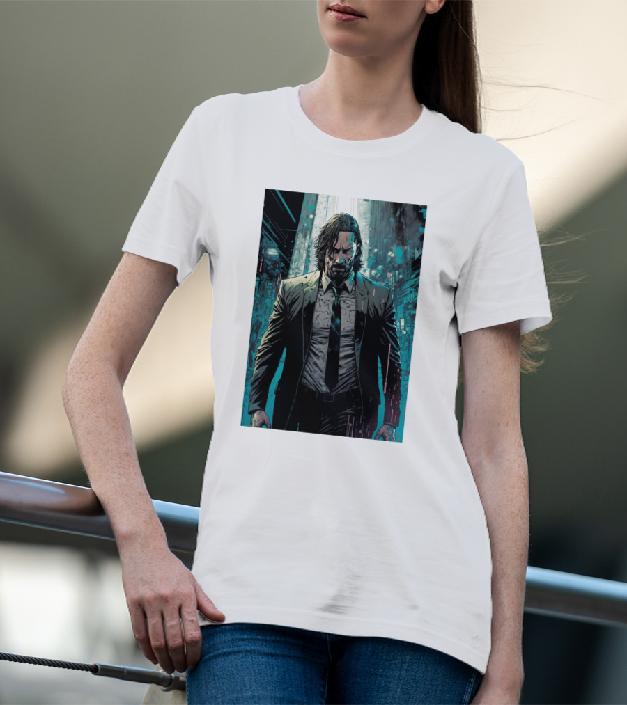 John Wick Comic Style Noir Scene T-Shirt