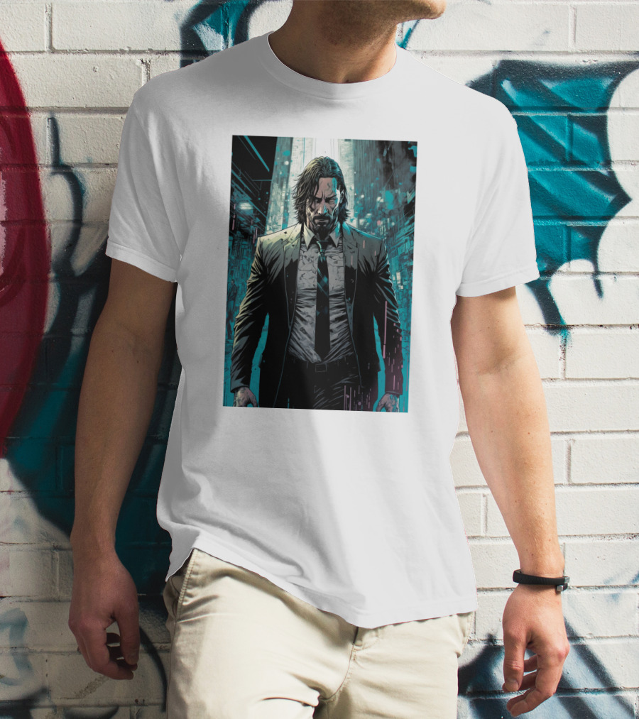 John Wick Comic Style Noir Scene T-Shirt