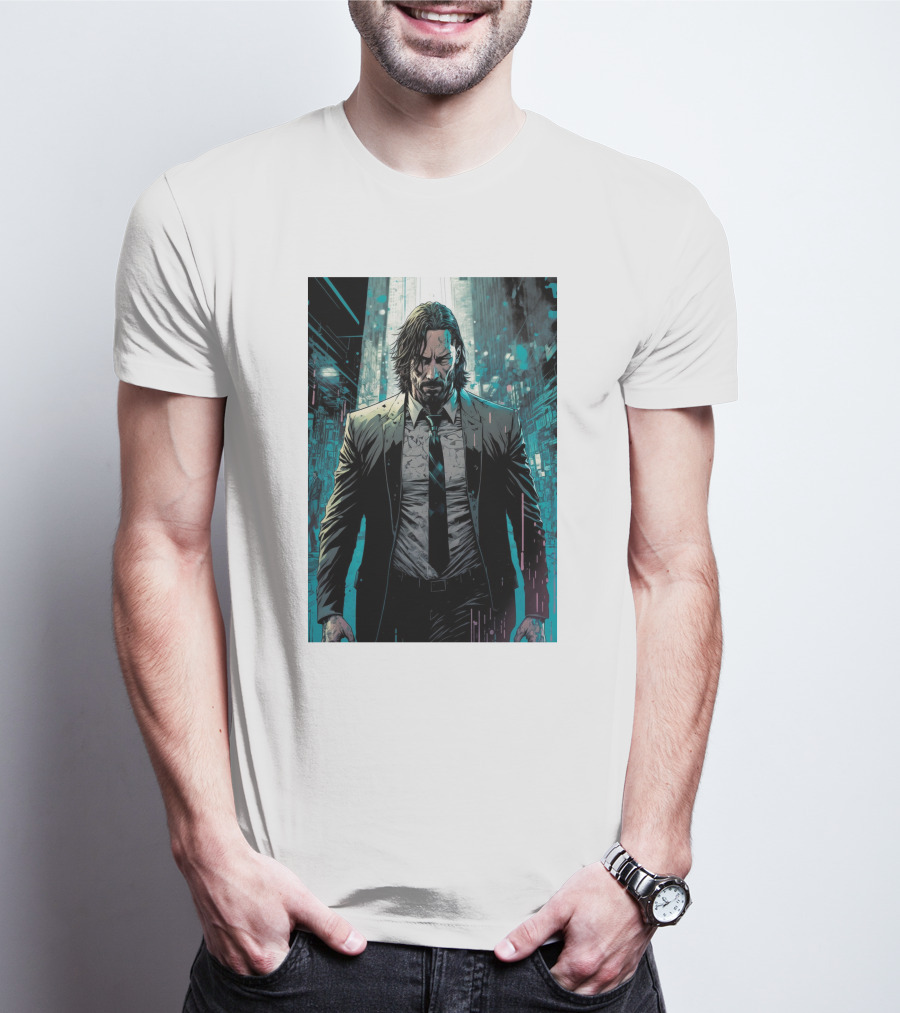 John Wick Comic Style Noir Scene T-Shirt