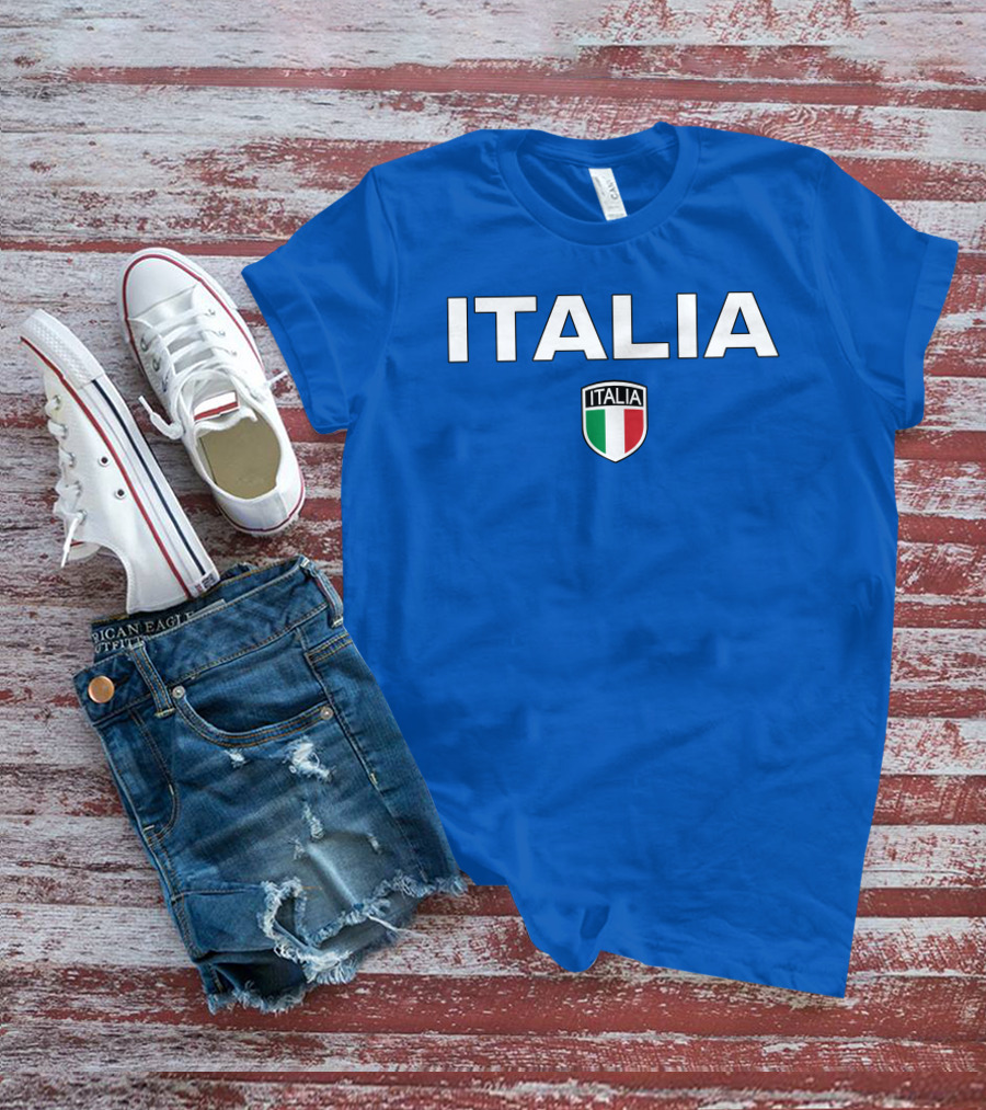 Rubi Rose Wearing Italia Italy Football Crest Blue T-Shirt