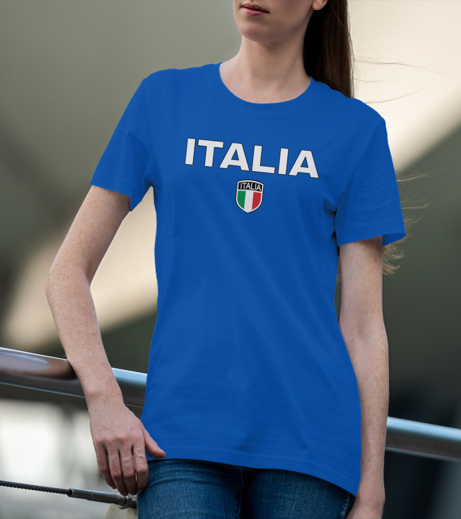 Rubi Rose Wearing Italia Italy Football Crest Blue T-Shirt