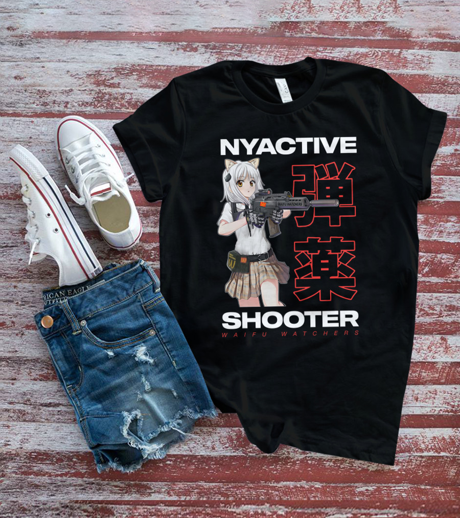 NYACTIVE Shooter Waifu Watchers Anime T-Shirt