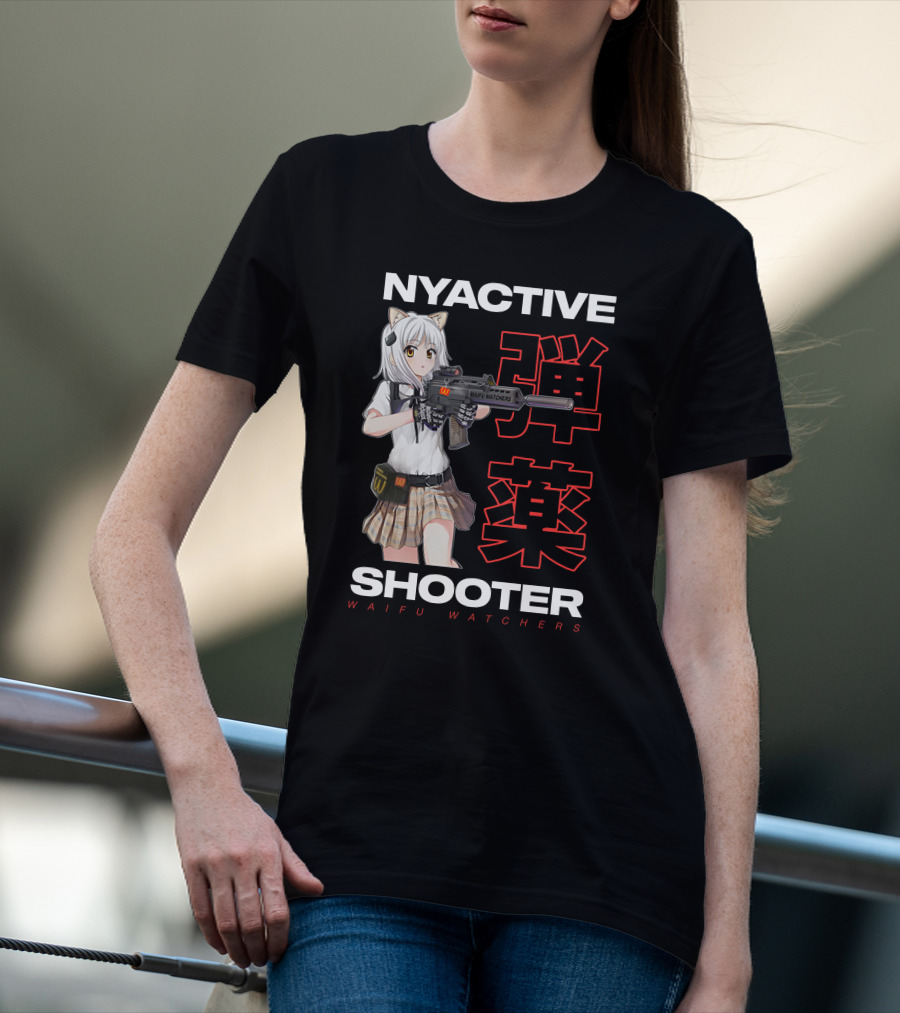 NYACTIVE Shooter Waifu Watchers Anime T-Shirt