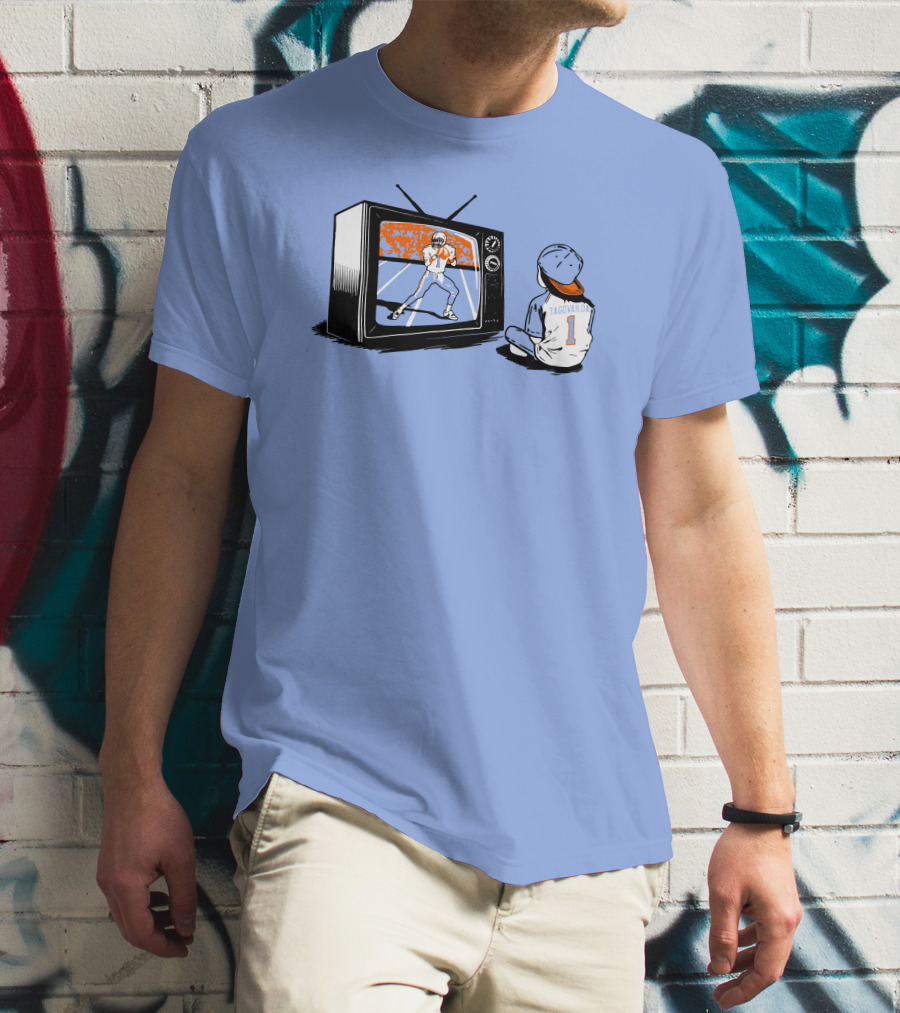 Vibz Idols Tagovailoa Football Fan Watching Retro TV T-Shirt