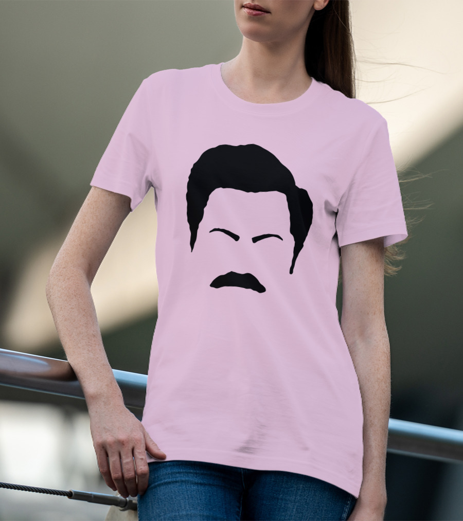 Ron Swanson Mustache Face Silhouette Parks And Recreation T-Shirt