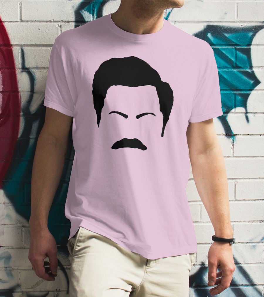 Ron Swanson Mustache Face Silhouette Parks And Recreation T-Shirt
