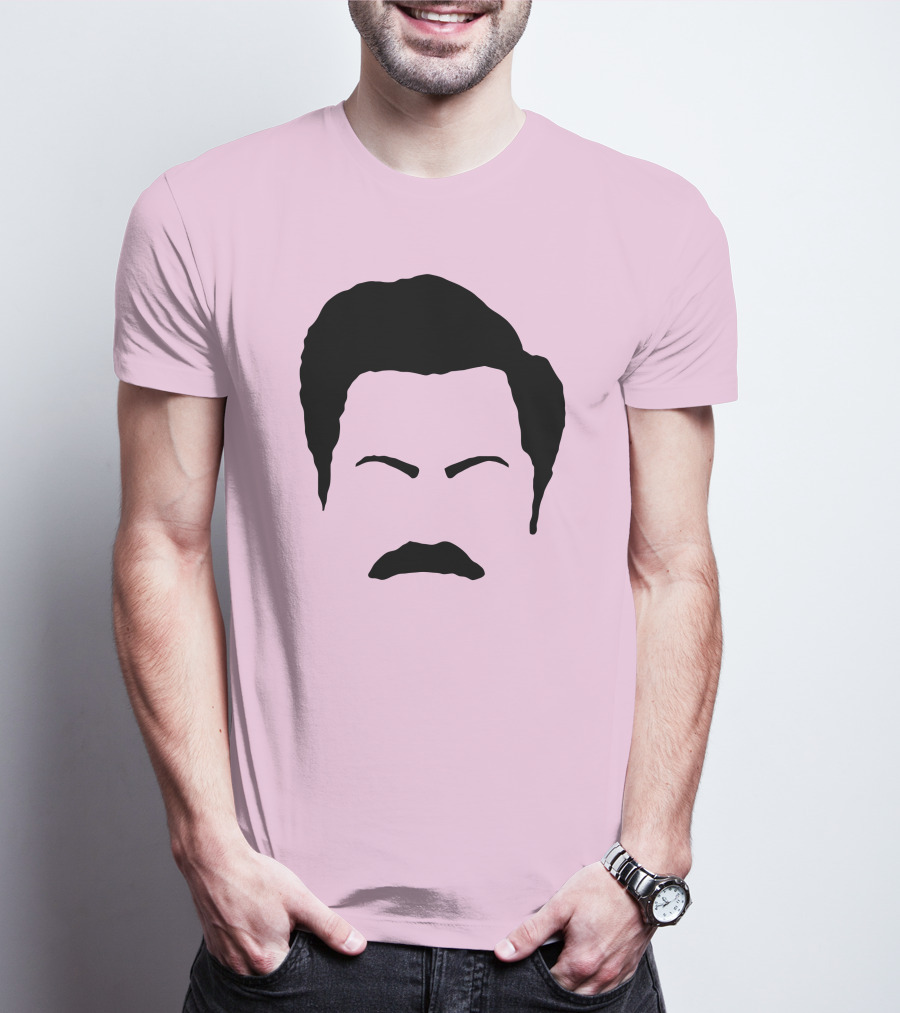 Ron Swanson Mustache Face Silhouette Parks And Recreation T-Shirt