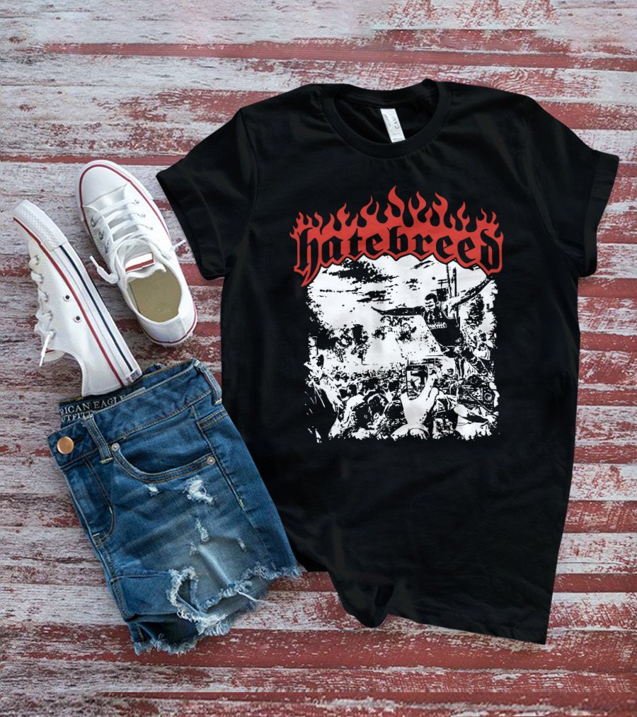 Hatebreed Flaming Logo Brody Dive Concert Crowd Scene T-Shirt