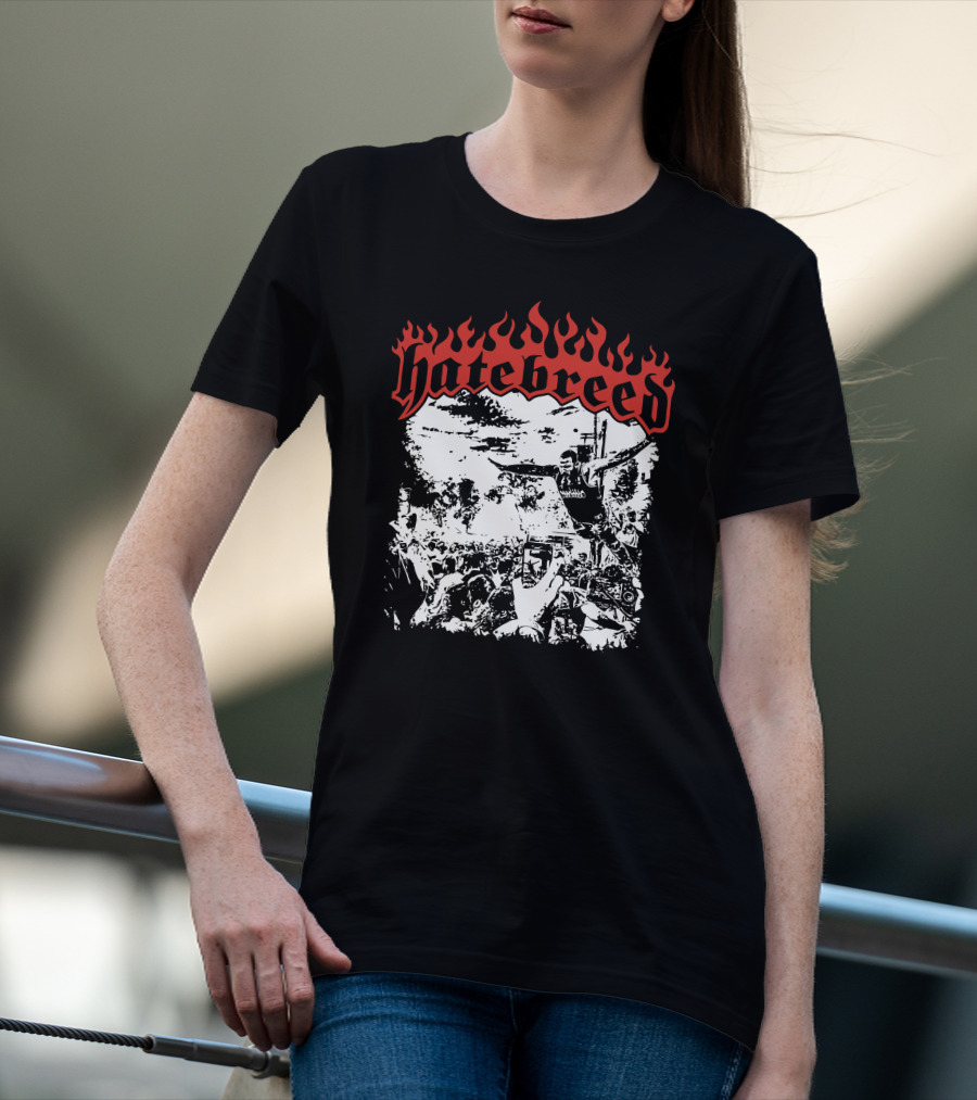 Hatebreed Flaming Logo Brody Dive Concert Crowd Scene T-Shirt