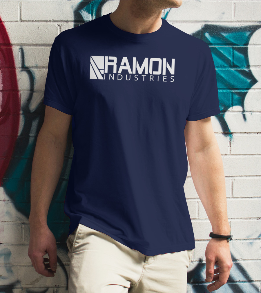 RAMON INDUSTRIES Logo Navy Blue Background T-Shirt