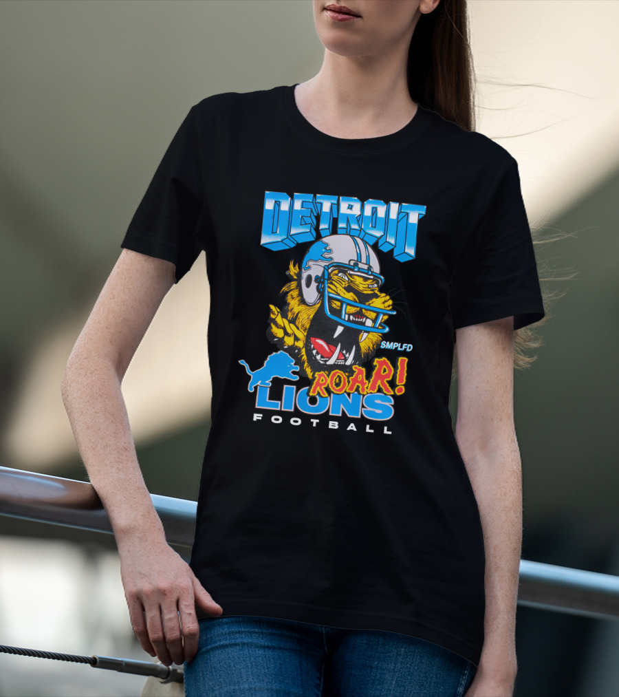 Detroit Lions SMPLFD Roar Football T-Shirt