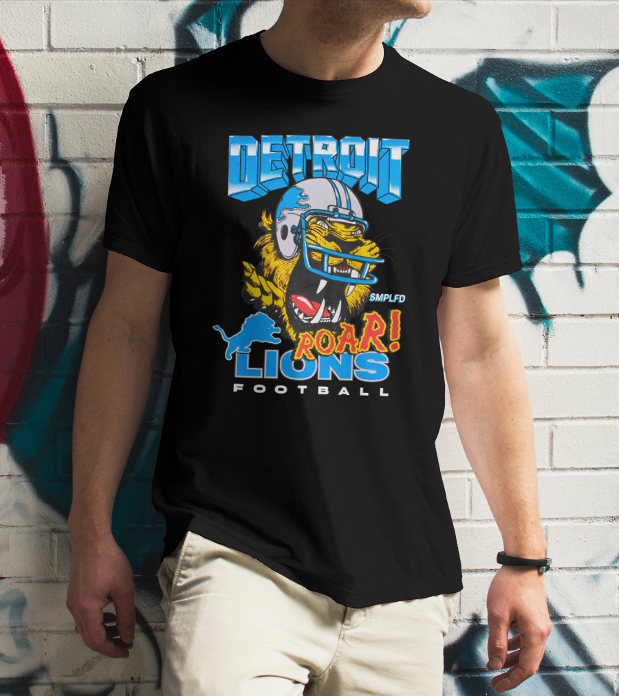 Detroit Lions SMPLFD Roar Football T-Shirt