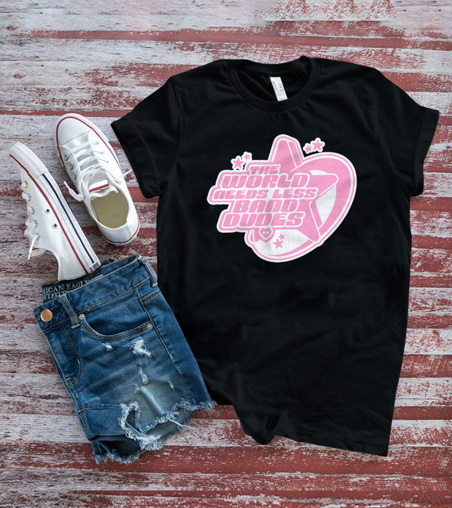 The World Needs Less Band Dudes Star Heart Pink Graphics T-Shirt