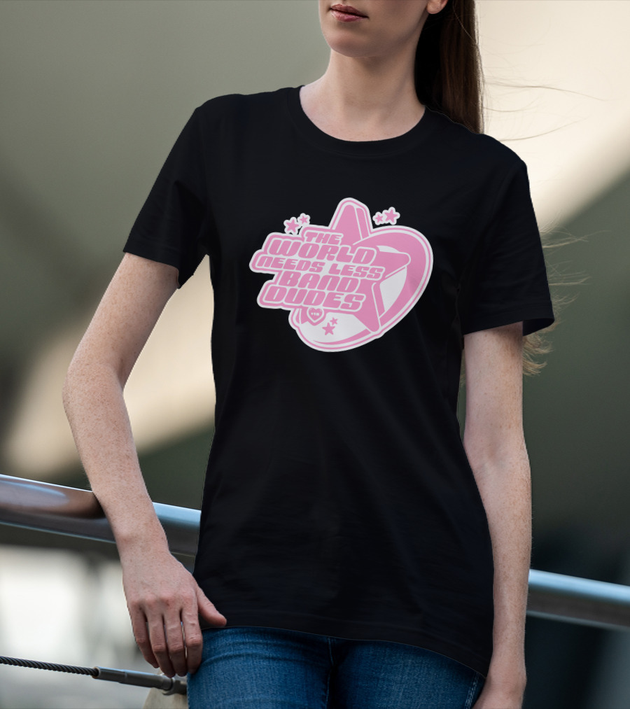 The World Needs Less Band Dudes Star Heart Pink Graphics T-Shirt