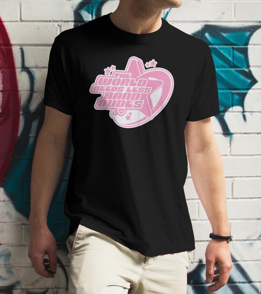 The World Needs Less Band Dudes Star Heart Pink Graphics T-Shirt