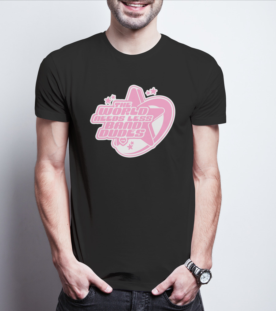 The World Needs Less Band Dudes Star Heart Pink Graphics T-Shirt