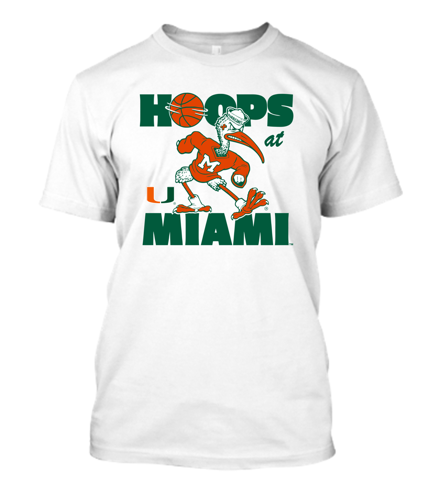 Hoops At Miami Hurricanes Basketball U Miami Bird Mascot T-Shirt