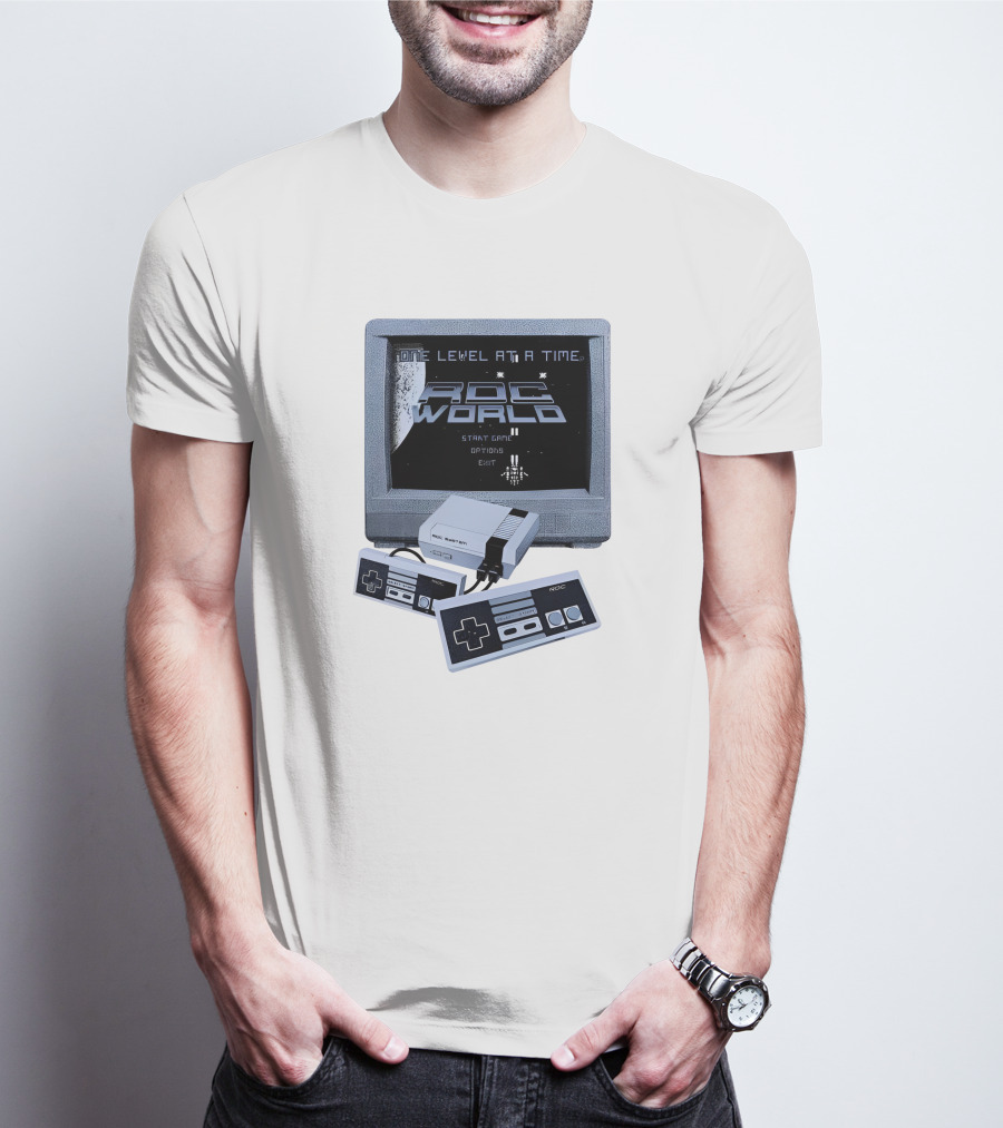 Rdc World NES One Level At A Time Retro Gaming Console And Controllers T-Shirt