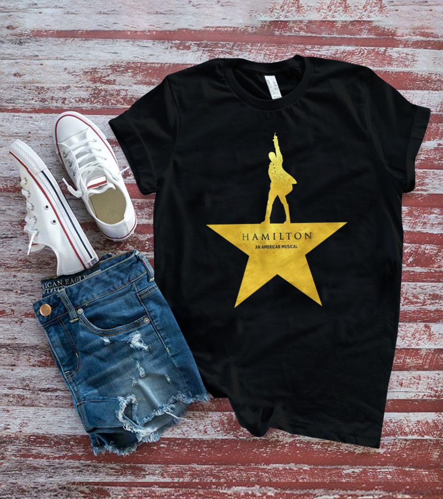 HAMILTON An American Musical Gold Star Icon Logo Standing Figure T-Shirt