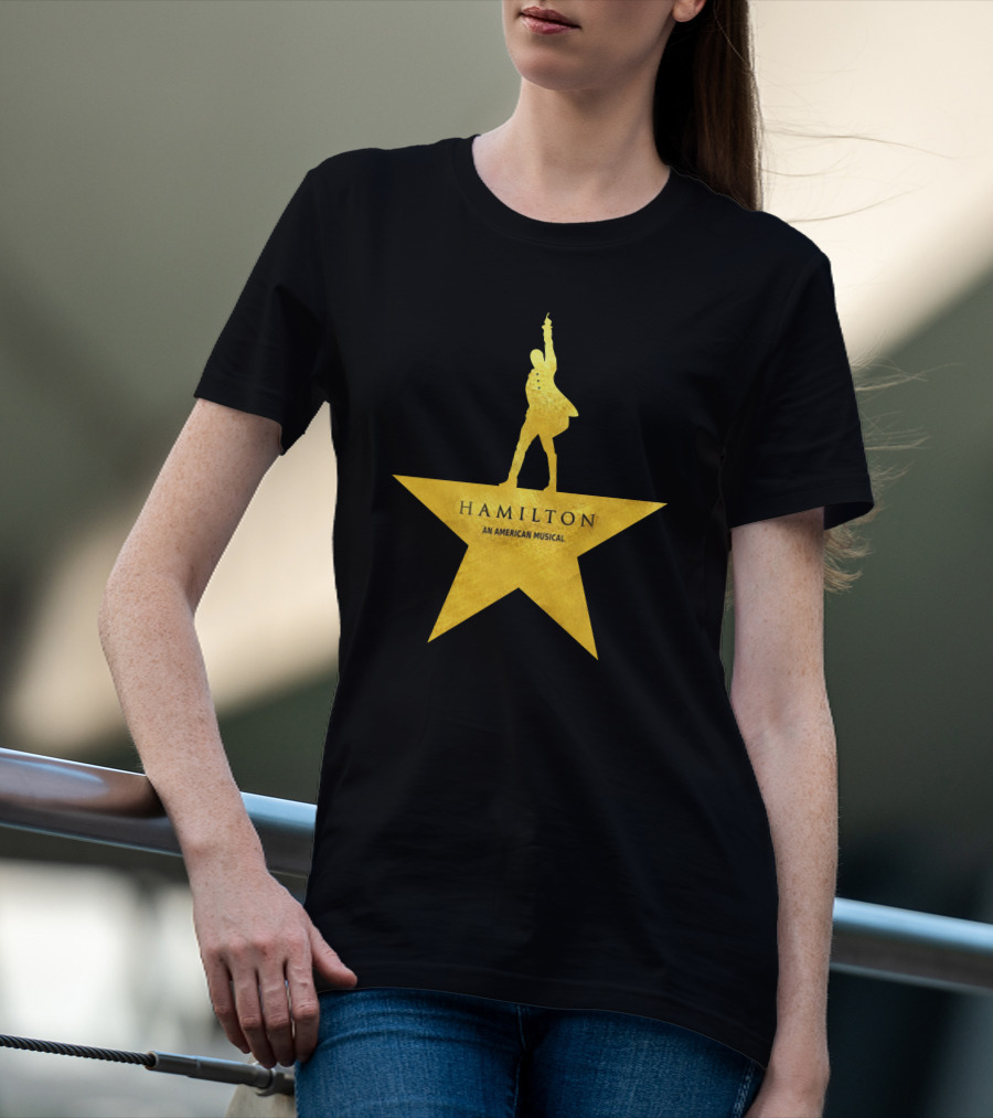 HAMILTON An American Musical Gold Star Icon Logo Standing Figure T-Shirt