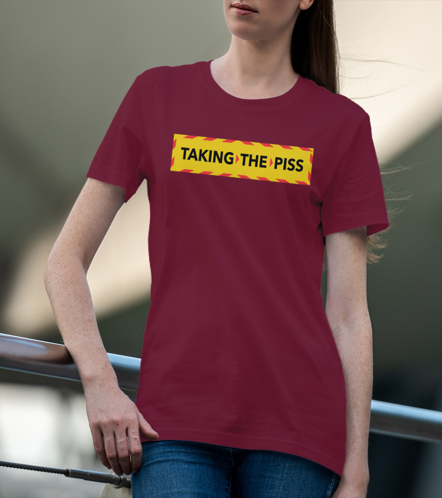 TAKING THE PISS Yellow Black Striped Warning Sign T-Shirt