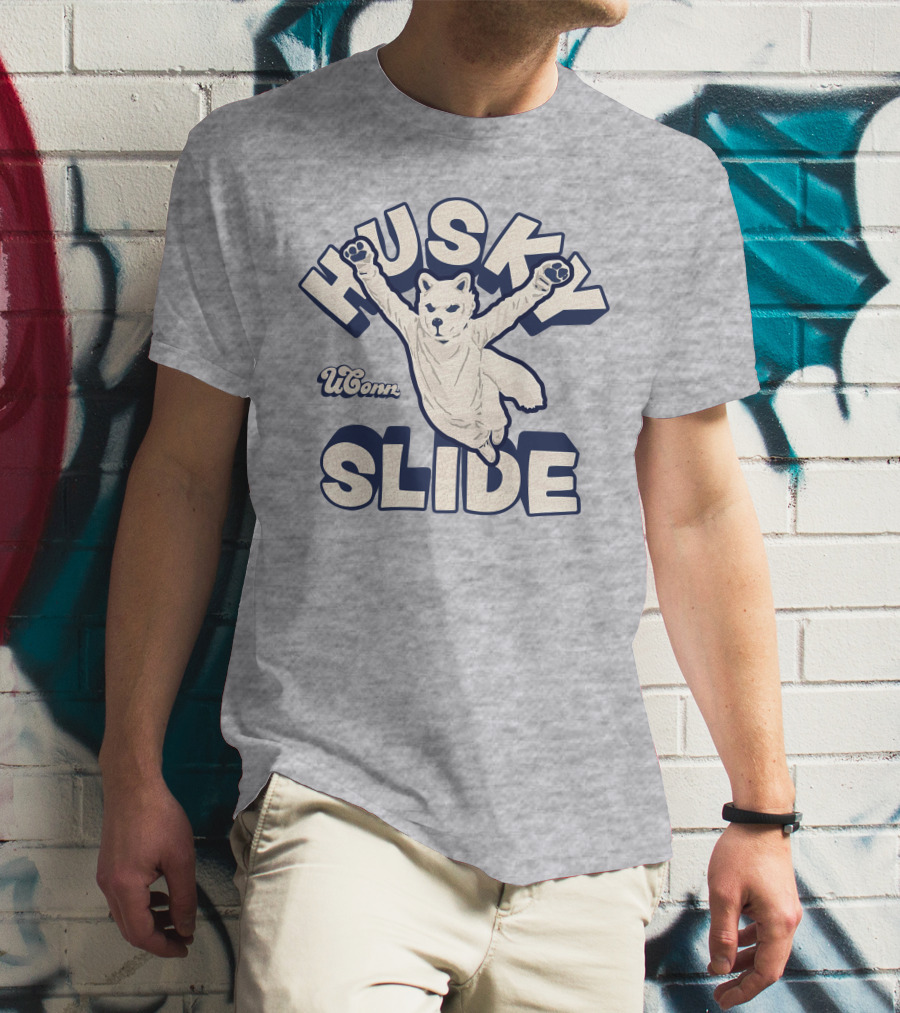 Husky UConn Slide Jumping Mascot T-Shirt