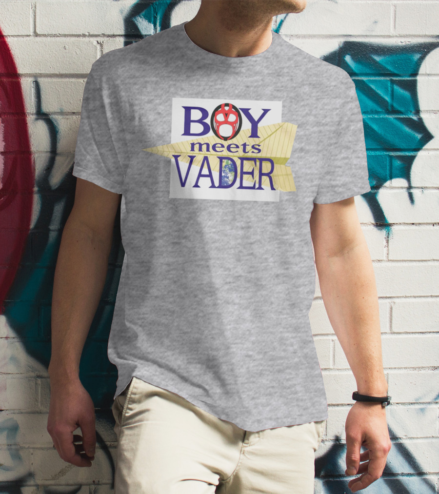 BOY Meets VADER Star Wars Parody Earth Paper Plane T-Shirt