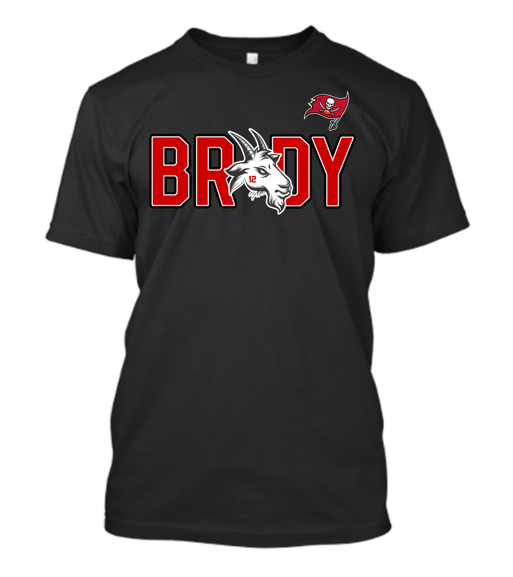 Tom Brady Buccaneers Goat With 12 Jersey And Flag T-Shirt