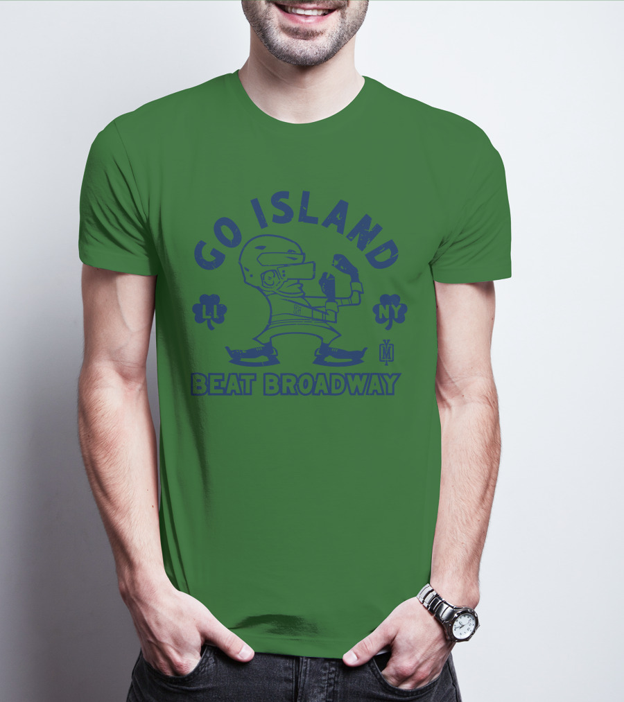Go Island Beat Broadway NY LI Helmets Yes Men Outfitters T-Shirt