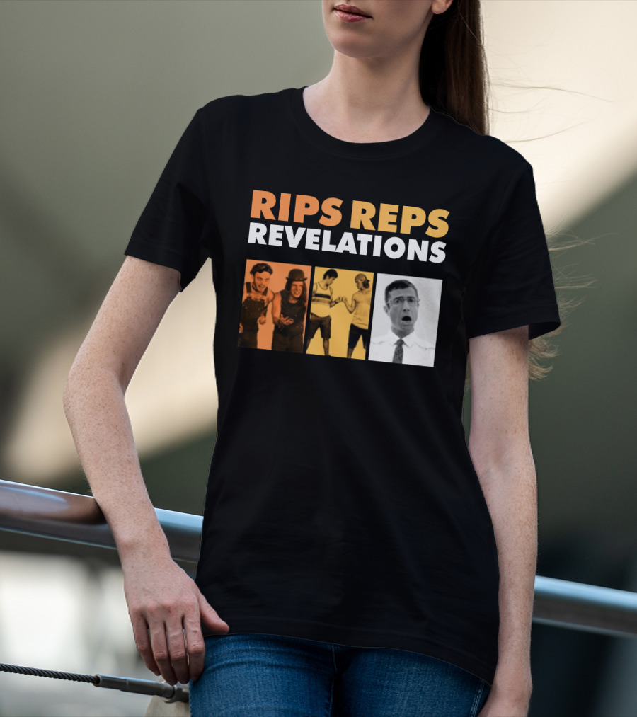 Rips Reps Revelations Classic Comedy Flexing Surprised Expression T-Shirt