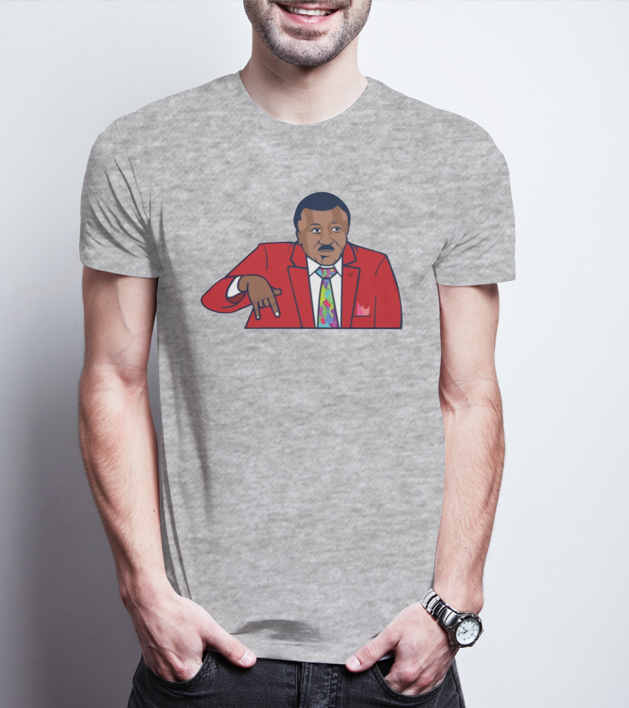 Basketball Analyst Fashion Red Suit Icon Horns Down Gesture T-Shirt