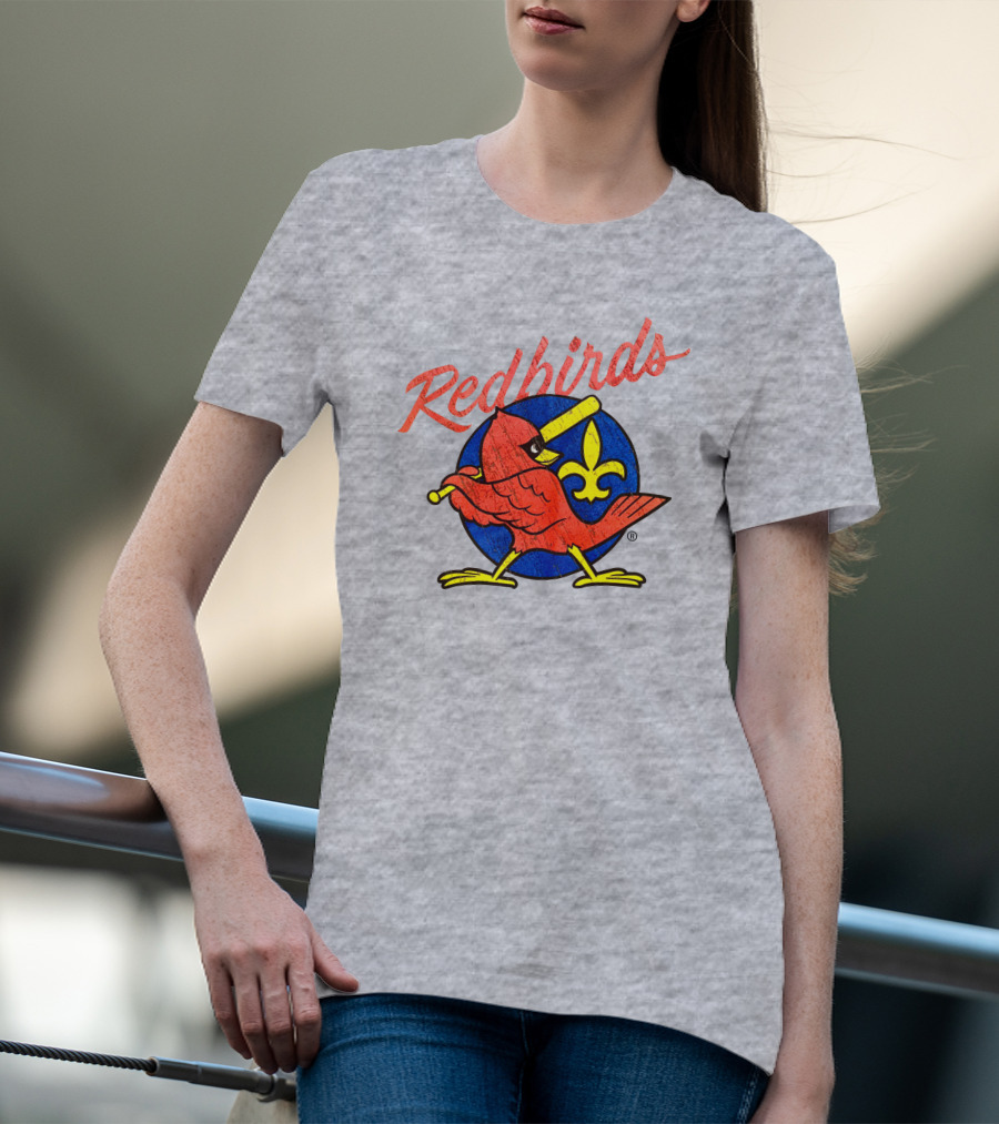 Redbirds Vintage Throwback Blue Circle Fleur-de-Lis T-Shirt