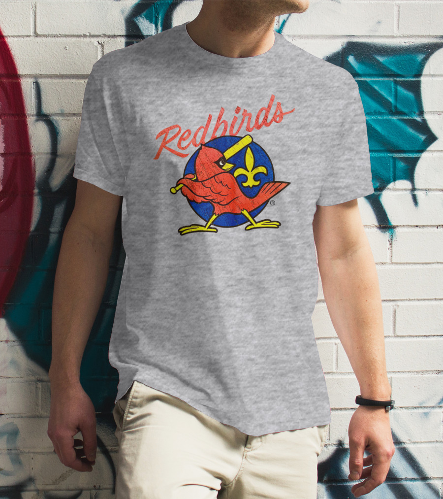 Redbirds Vintage Throwback Blue Circle Fleur-de-Lis T-Shirt