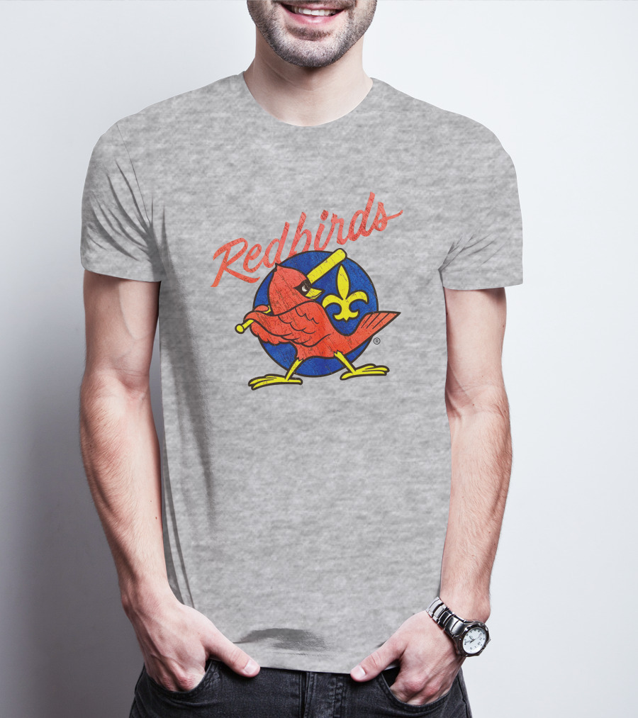 Redbirds Vintage Throwback Blue Circle Fleur-de-Lis T-Shirt