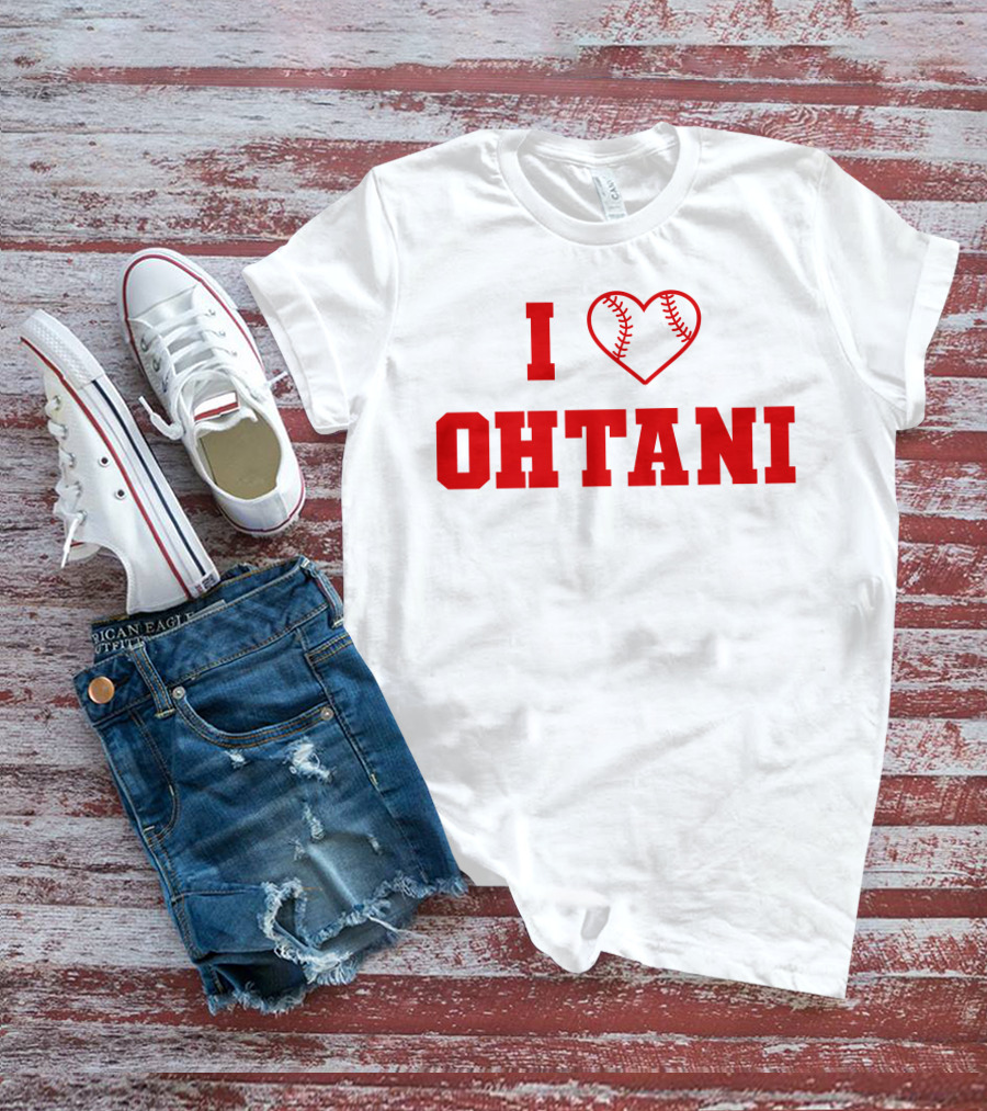 I Love Ohtani Baseball Heart T-Shirt